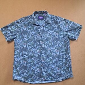 tallia est 1893 xxl man‎ shirts short sleeve multicolor flowered 100% cotton.